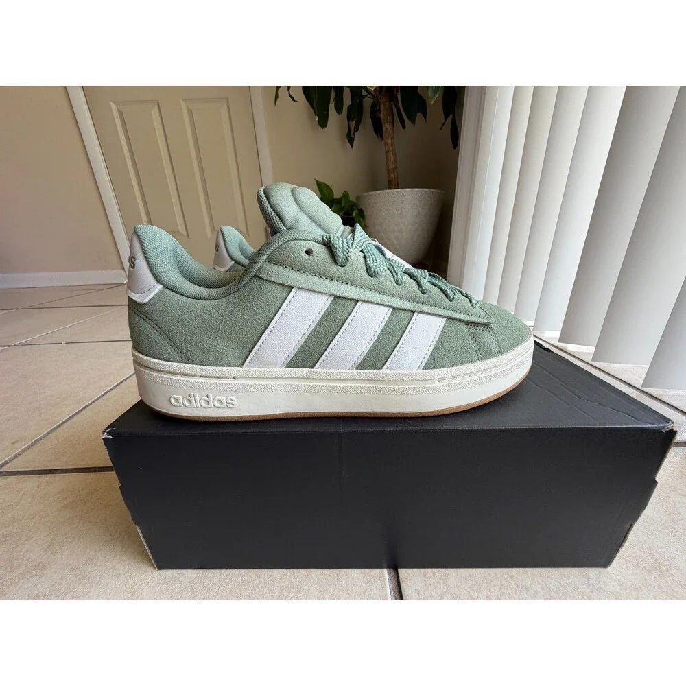 adidas Grand Court Alpha 00s Size 9 Silver Green Suede Skate Sneakers JR3143